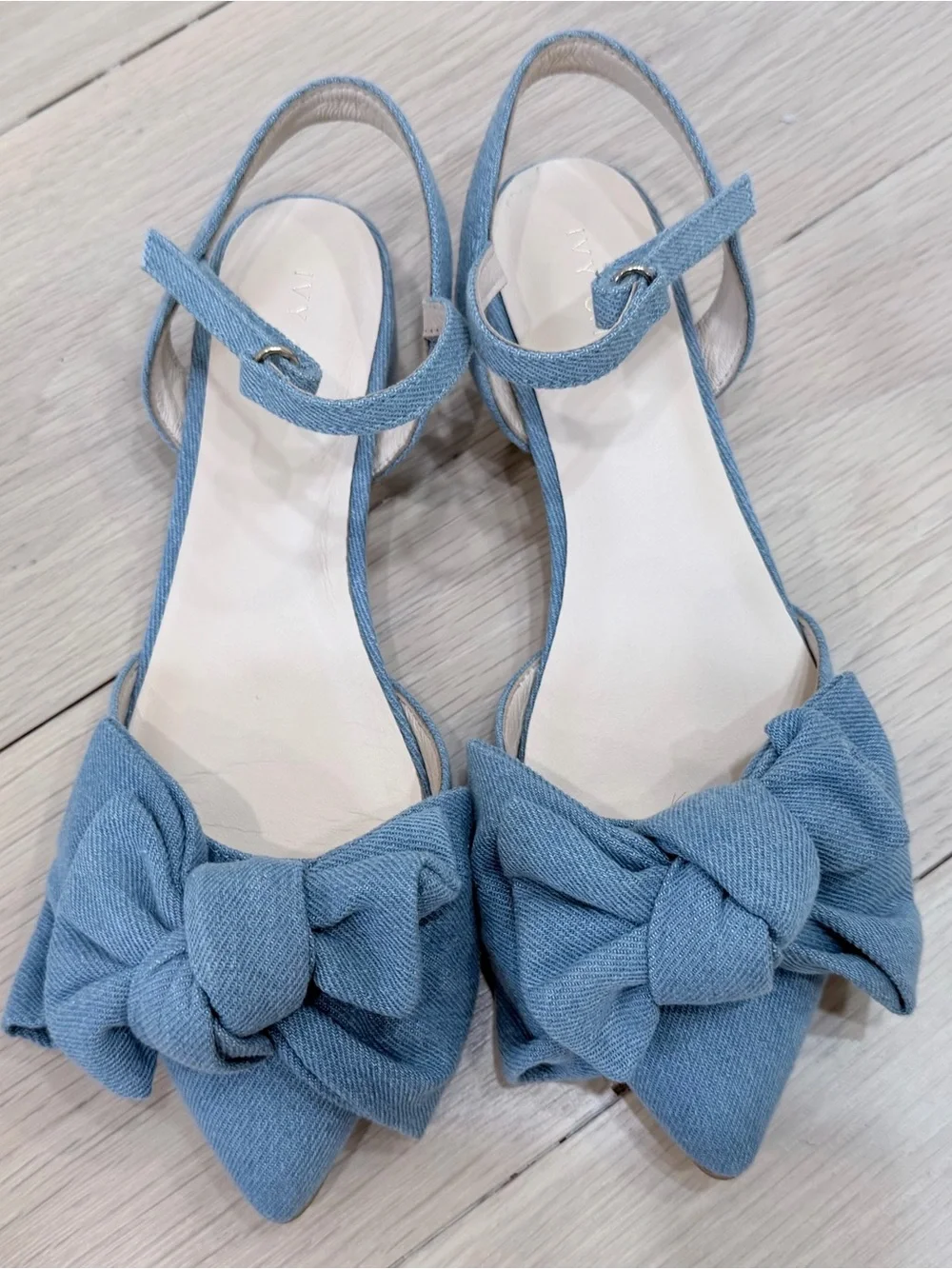 Ivy City Co Mini Eloise Denim Bow Heels Girls Size 3